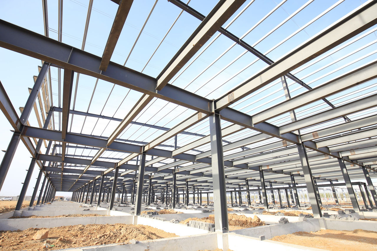 Steel frame structure; Shutterstock ID 411757396